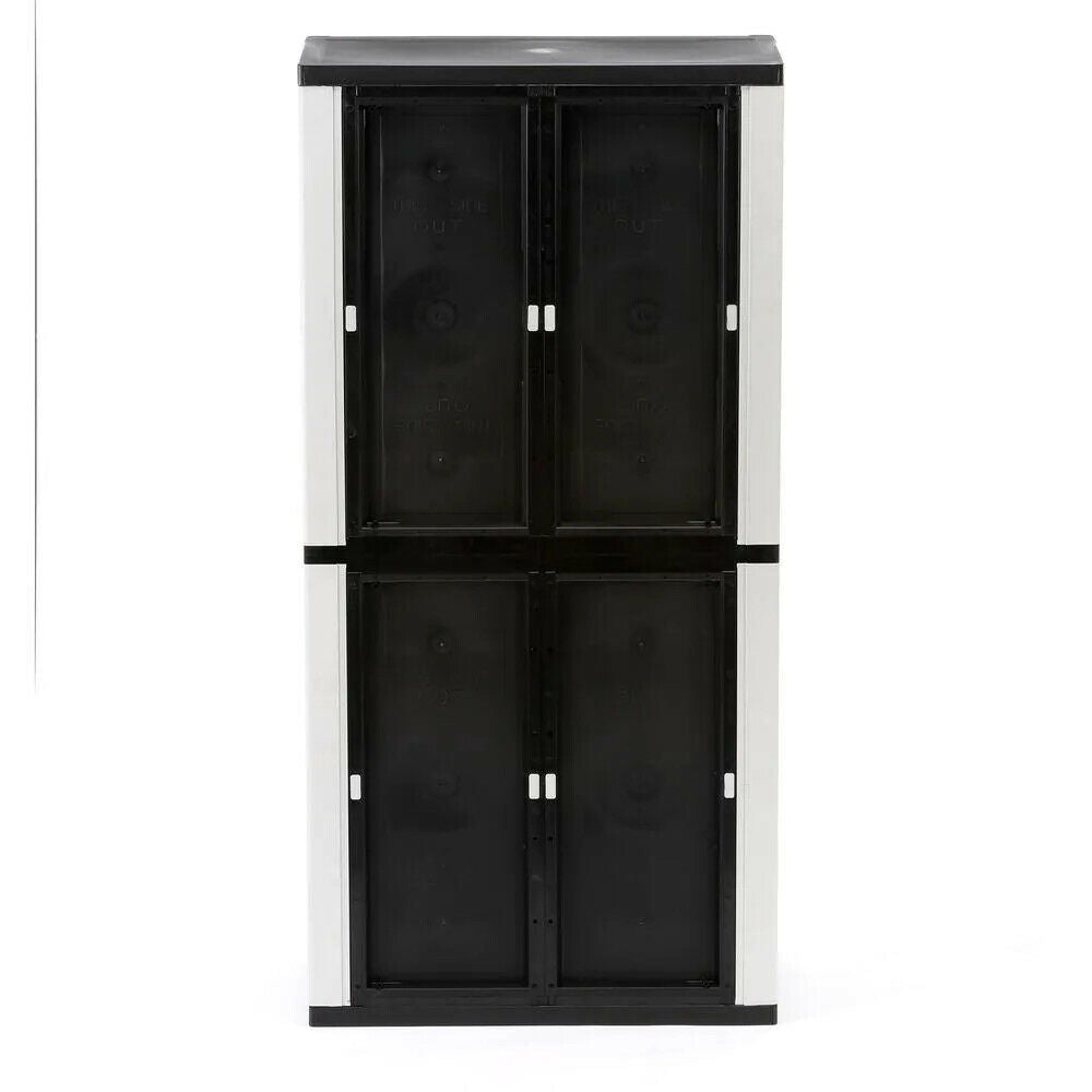 2025 Armario de garaje independiente HDX de plástico gris, 89 cm Ancho x 180 cm Alto x 46 cm Profundidad, con estantes ajustables y puertas con cerradura