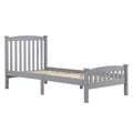 Cama vertical de madera Ktaxon, tamaño individual, con cabecero y pie de cama, color gris