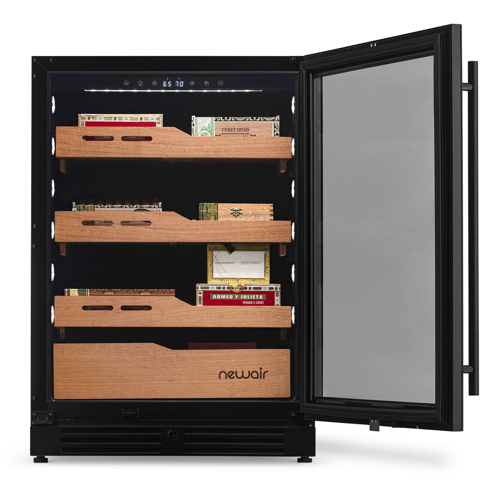 2025 Humidor eléctrico para puros Newair®, capacidad para 1,500 puros, empotrable o independiente