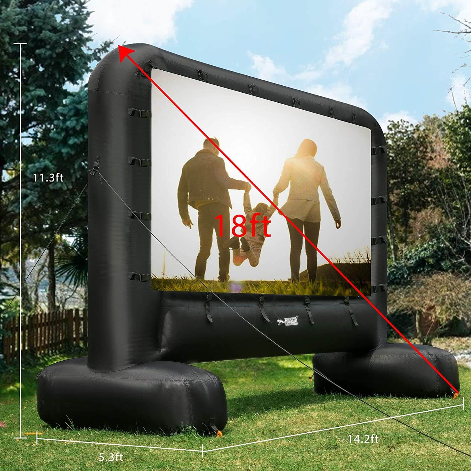 Pantalla de Cine Inflable Mega de 14-17 Pies para Proyección Frontal y Trasera