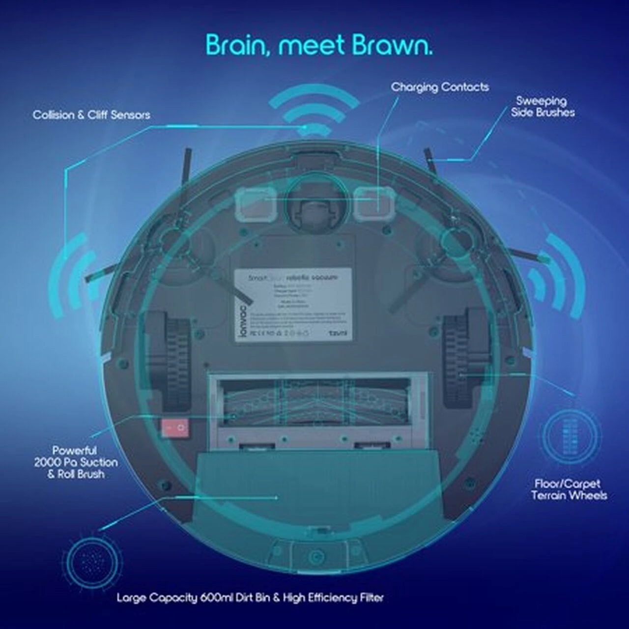 Ionvac Smartclean 2000 Robovac – Aspiradora Robótica Inteligente para Pisos de Madera y Alfombras, Controlada vía App Móvil o Comandos de Voz