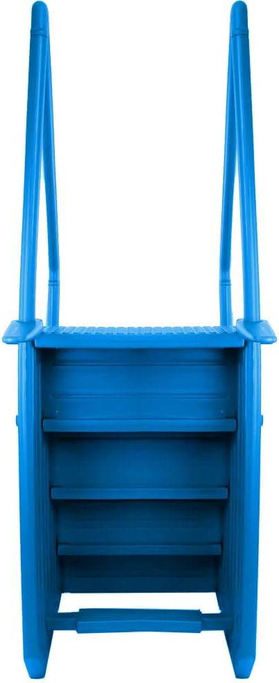 Escalones antideslizantes Aqua Select para piscinas elevadas | Azul | Para piscinas sobre tierra | Se pueden montar en terrazas de 48" a 54" de altura | Escalera de seguridad con capacidad hasta 250 lbs