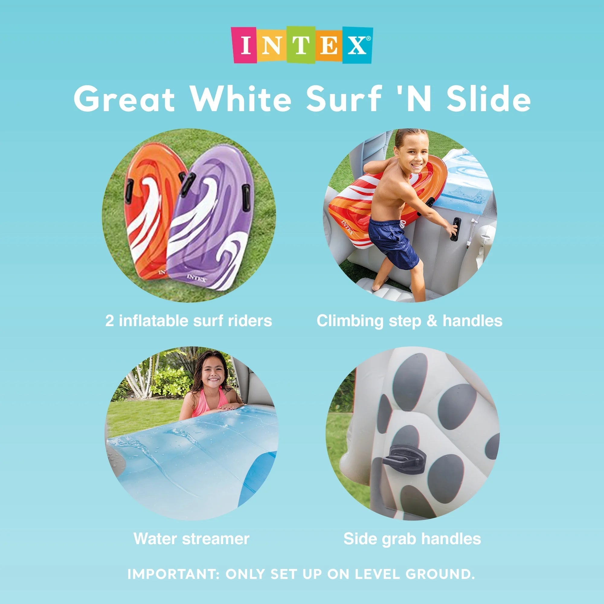 Tobogán Inflable de Agua Intex Surf ‘N Slide y Kit de Reparación de 6 Parches Wet Set