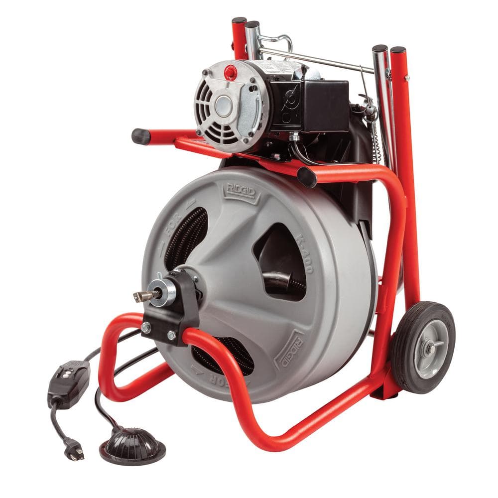 2025 K-400 Máquina de Limpieza de Drenajes 120V con Cable C-32IW de 3/8 in. x 75 ft., Set de 4 Herramientas y Guantes 52363
