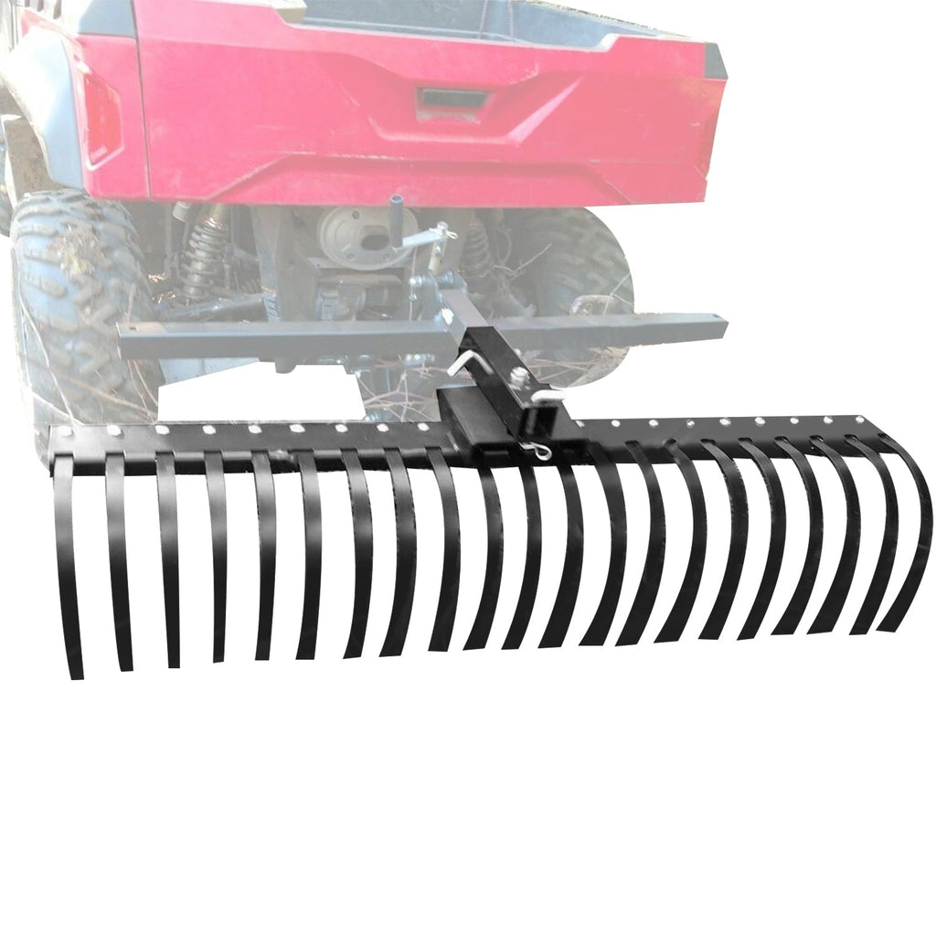 Rastrillo Paisajístico Kojem de 60 Pulgadas para ATV, UTV, SxS, Limpieza de Jardín, Patio y Playa con Barra de Herramienta de 48" o 60" y Sistema de Enganche de 3 Puntos