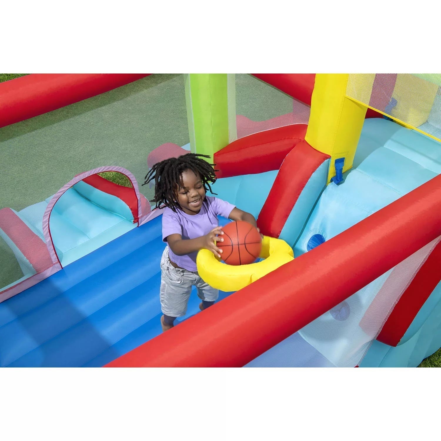 2025 Up, In and Over Wonder Hoops Parque Inflable de Rebote de 10' con Baloncesto y Resbaladilla