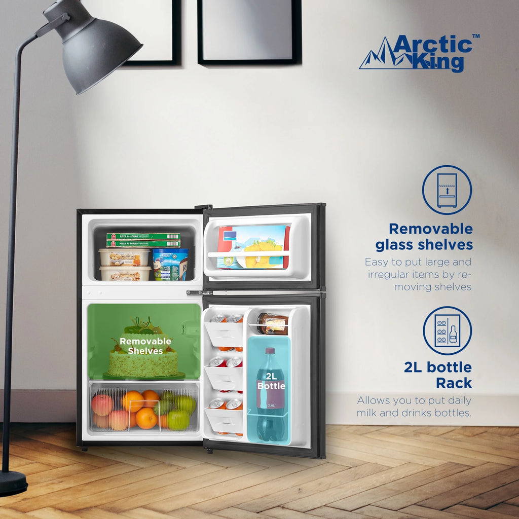 2025 Arctic King 3.2 pies³ - Refrigerador compacto de dos puertas con congelador, negro