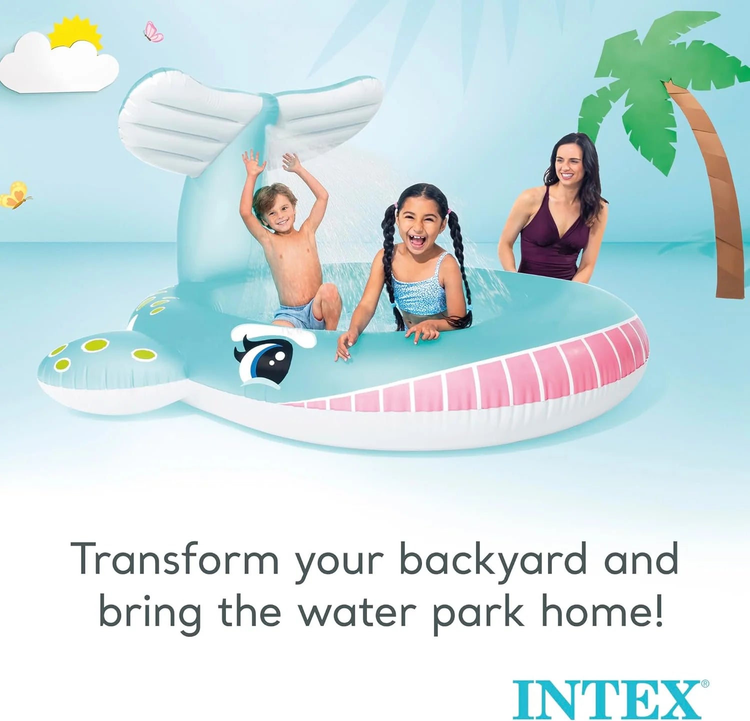 Intex Área de Juego Inflable Jungle Adventure – Piscina con Tobogán y Juegos de Agua para Niños