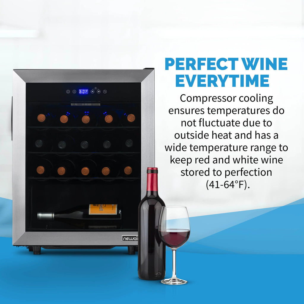 2025 Refrigerador de Vinos Independiente Newair® de Acero Inoxidable – 23 Botellas – 18,9"