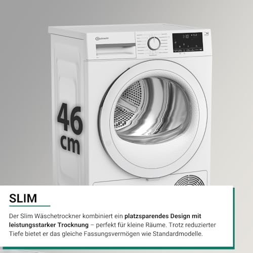 2025 Bauknecht BD 8D WWS Secadora con bomba de calor / 8 kg / Clase energética A++ / Precision Dry – secado inteligente / Motor inverter / Slim – profundidad extra compacta de solo 46 cm / Iluminación del tambor
