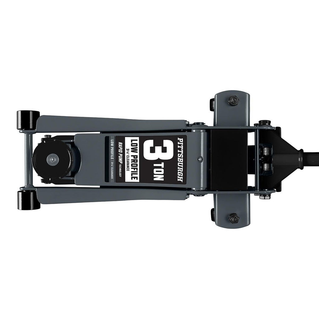 2025 PITTSBURGH Gato hidráulico de piso de perfil bajo de 3 toneladas con bomba RAPID PUMP, color gris pizarra