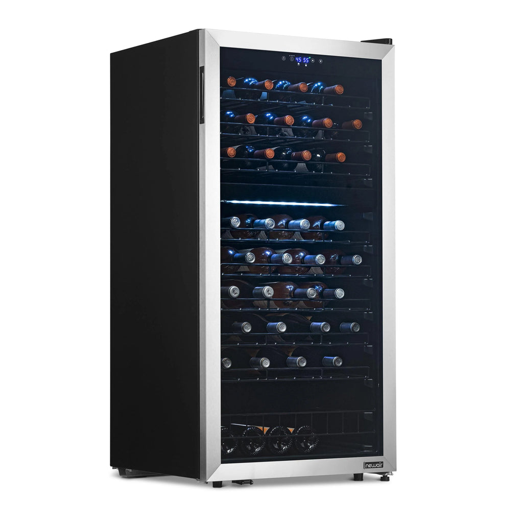 2025 Refrigerador de Vinos Independiente Newair® de Acero Inoxidable – 76 Botellas – 23" con Doble Zona