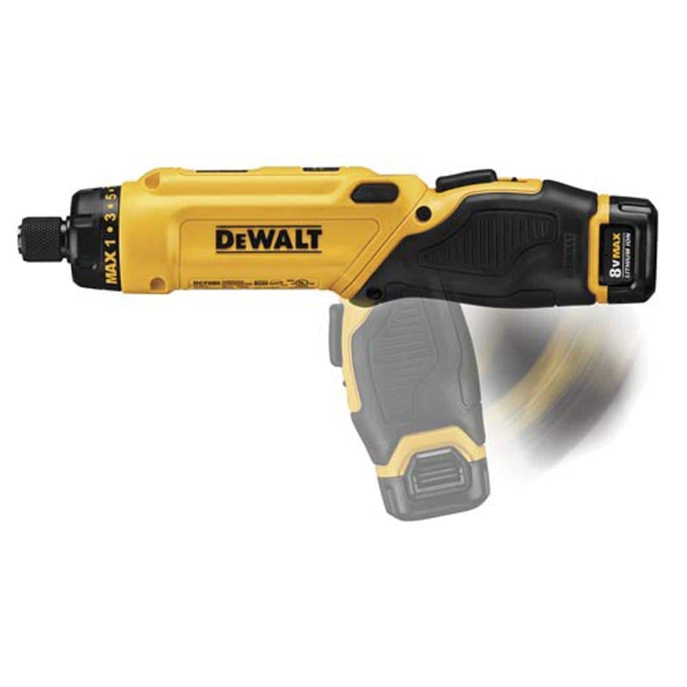 Destornillador Giroscópico Inalámbrico 8V MAX con Mango Ajustable, (2) Baterías de 1.0Ah, Cargador y Bolsa DCF680N2