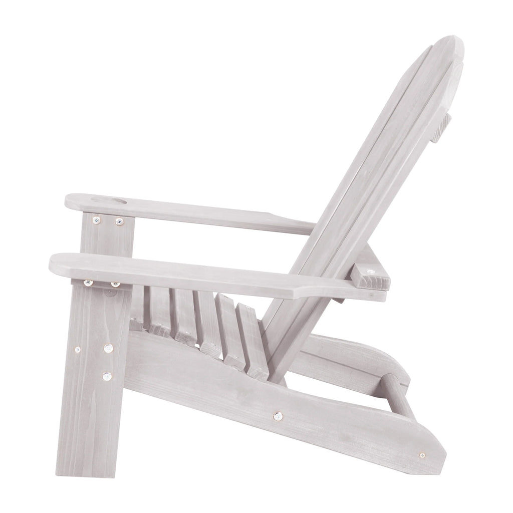 Silla infantil de exterior "Silla de playa" - Silla de madera certificada FSC - Acabado en gris grabado