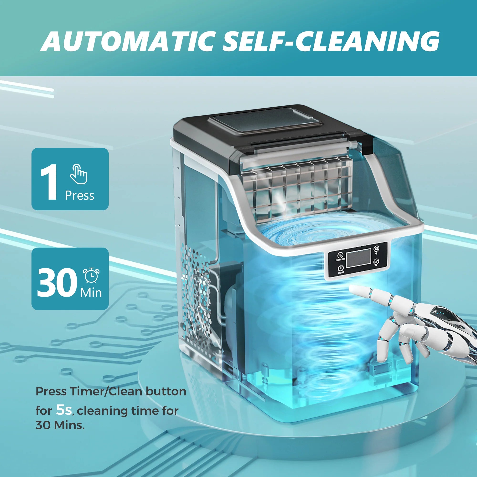 2025 Máquina de hielo compacta EUHOMY 14" Cube – Grosor de hielo ajustable con depósito de agua