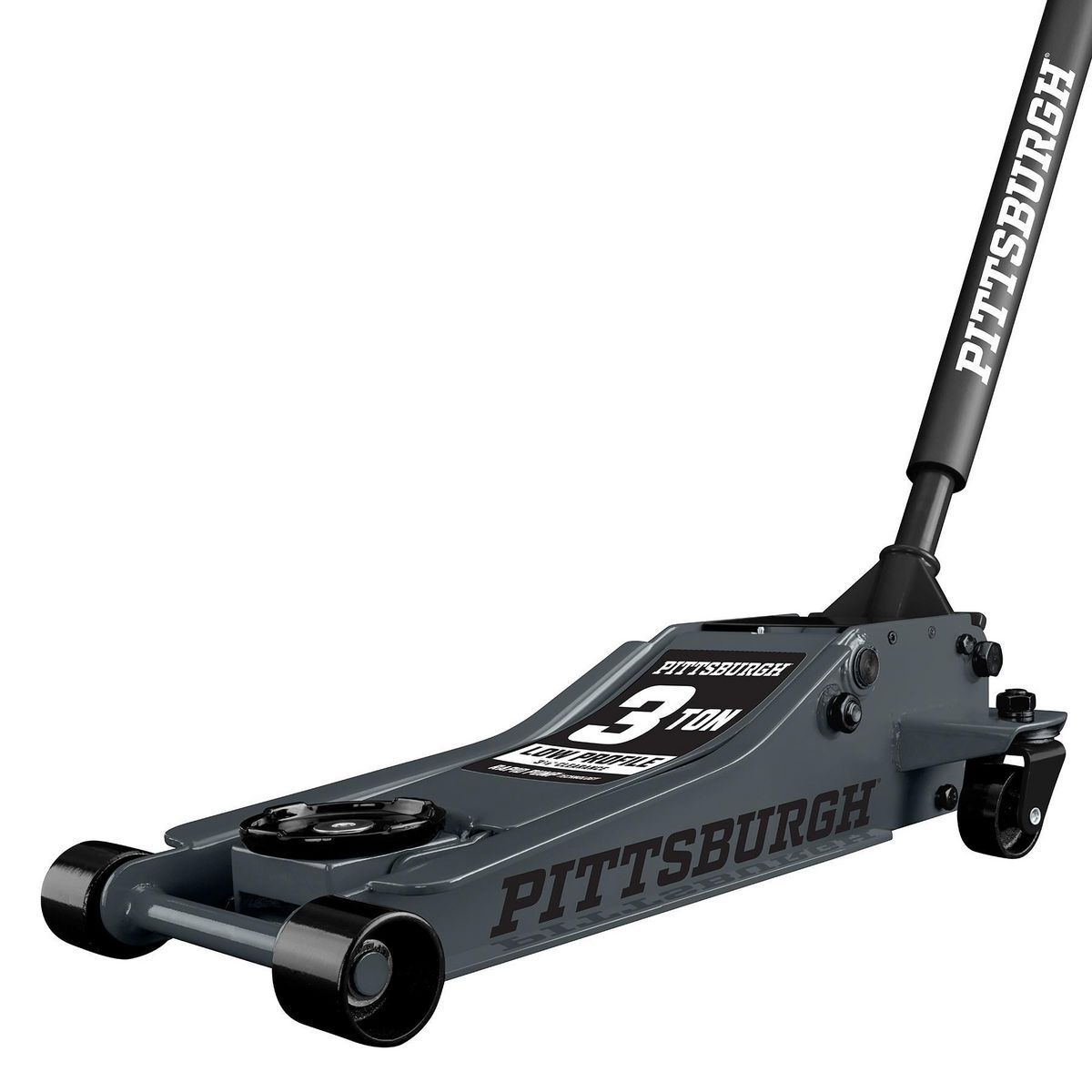 2025 PITTSBURGH Gato hidráulico de piso de perfil bajo de 3 toneladas con bomba RAPID PUMP, color gris pizarra