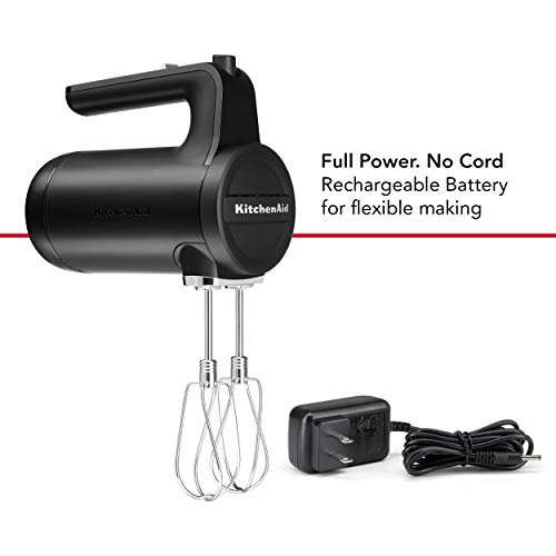 2025 Batidora de Mano Inalámbrica KitchenAid de 7 Velocidades – Modelo KHMB732, Negro Mate
