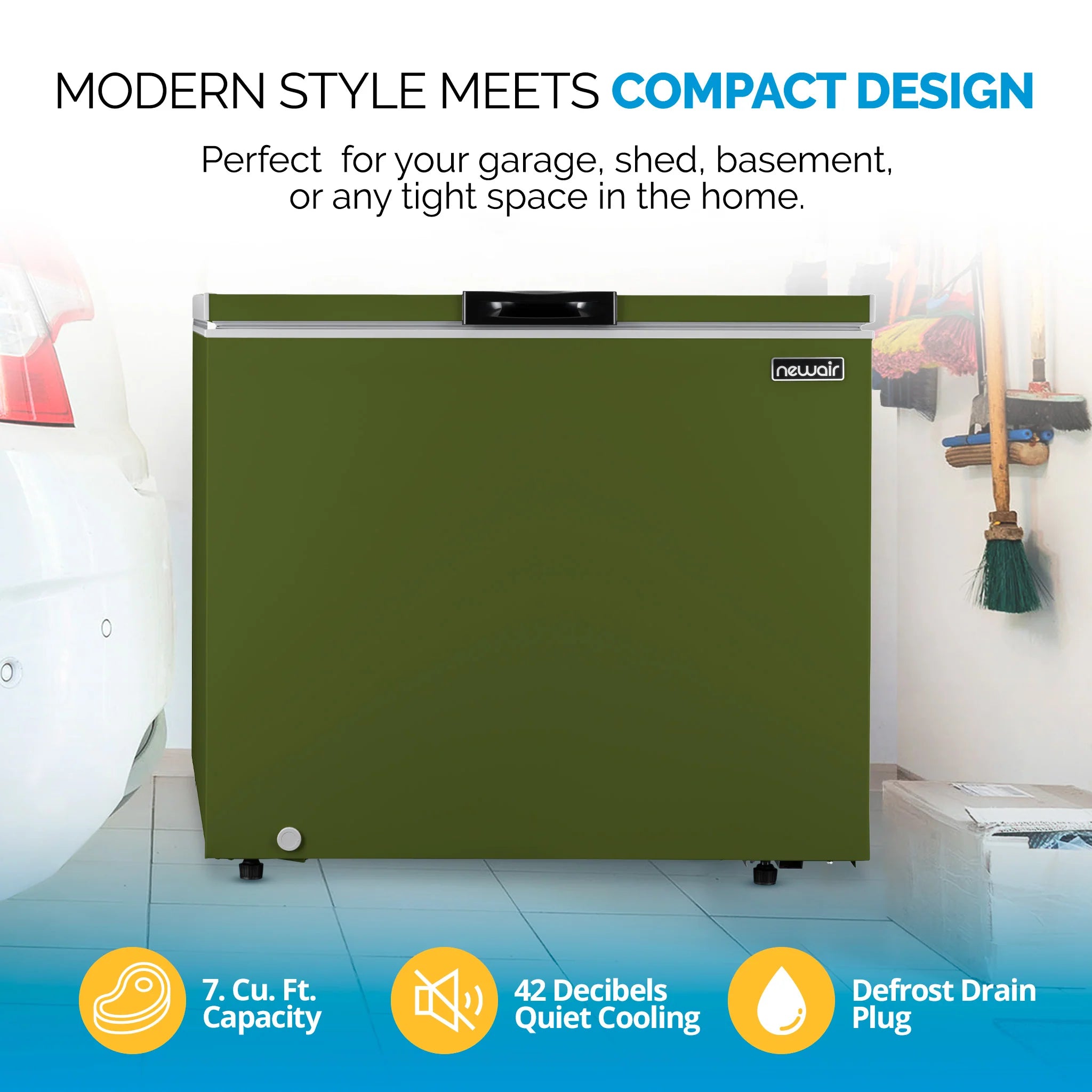 2025 Congelador Vertical Compacto Newair – 6,7 pies³ – Verde Militar