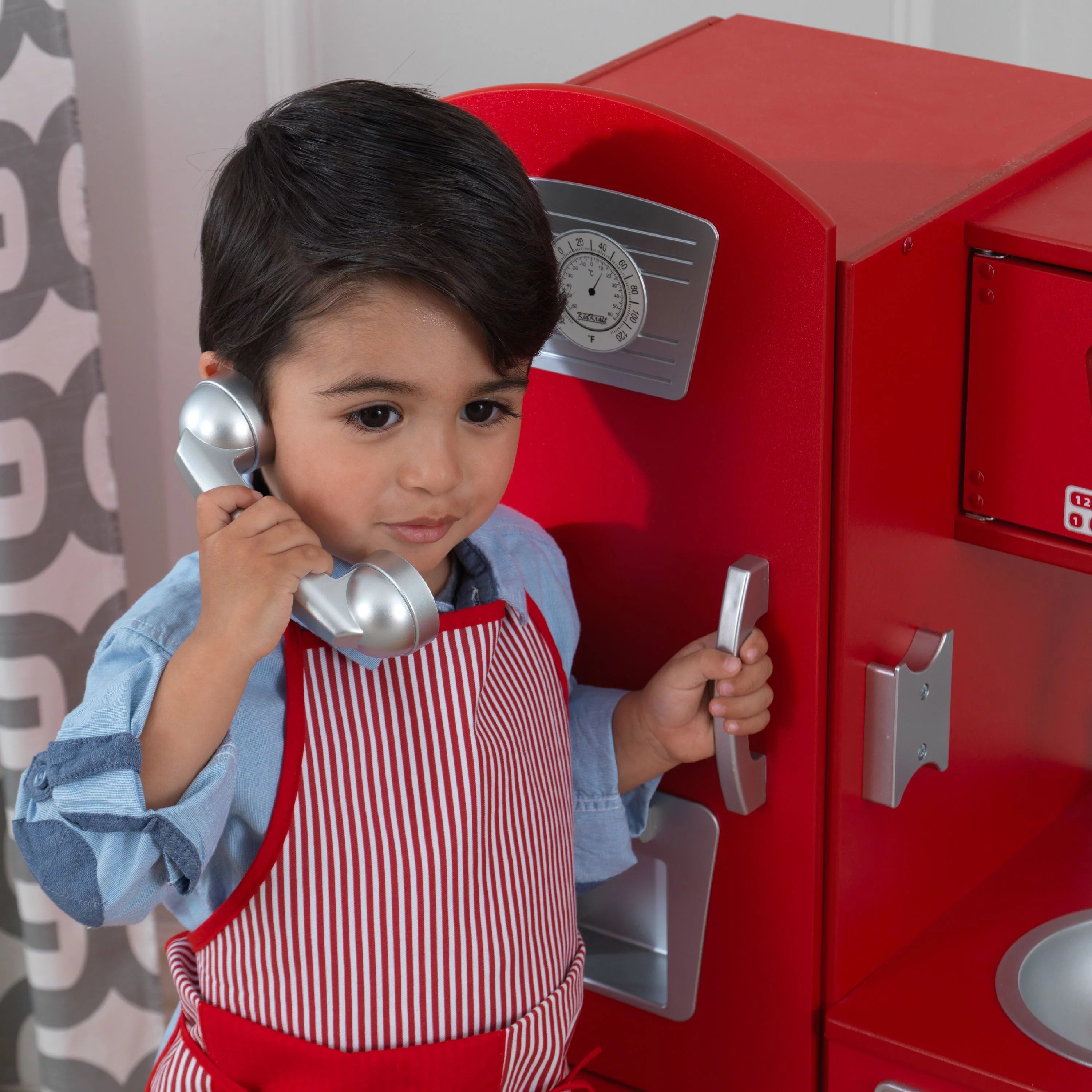 2025 Cocina de Juguete KidKraft Vintage Roja de Madera con Teléfono de Juguete